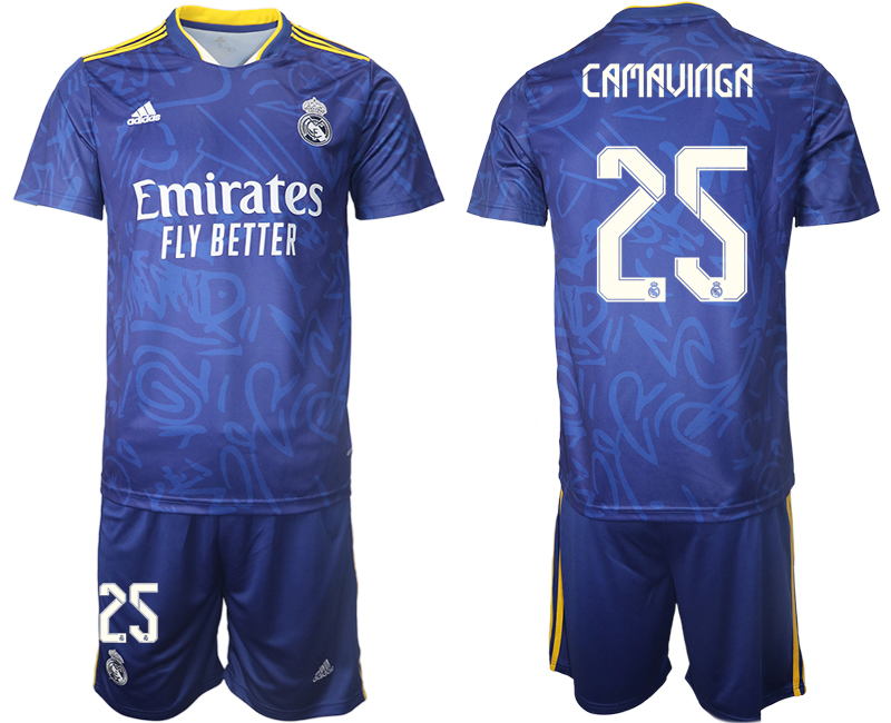 Men 2021-2022 Club Real Madrid away blue #25 Soccer Jersey->real madrid jersey->Soccer Club Jersey